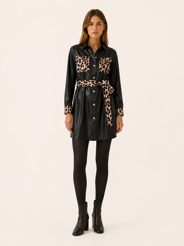 Orla | Trench Coat with Leopard Print Belt and Relaxed Fit