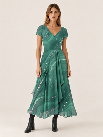 Osyla | Women's Chiffon Midi Dress Wedding Guest