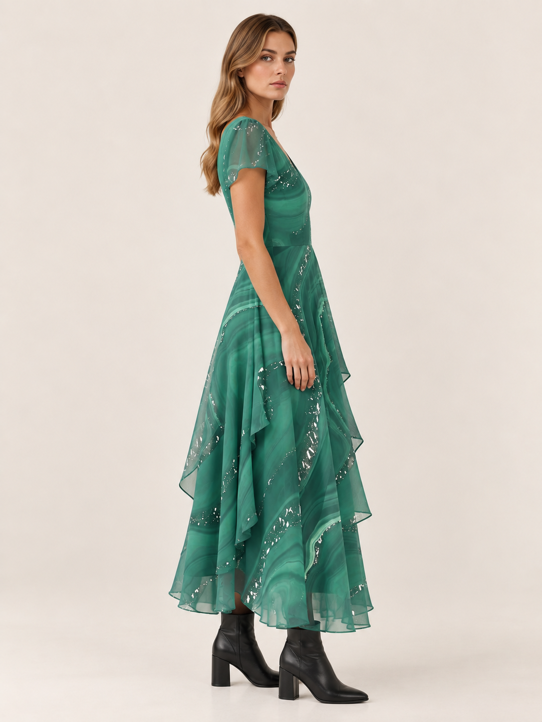 Osyla | Women's Chiffon Midi Dress Wedding Guest