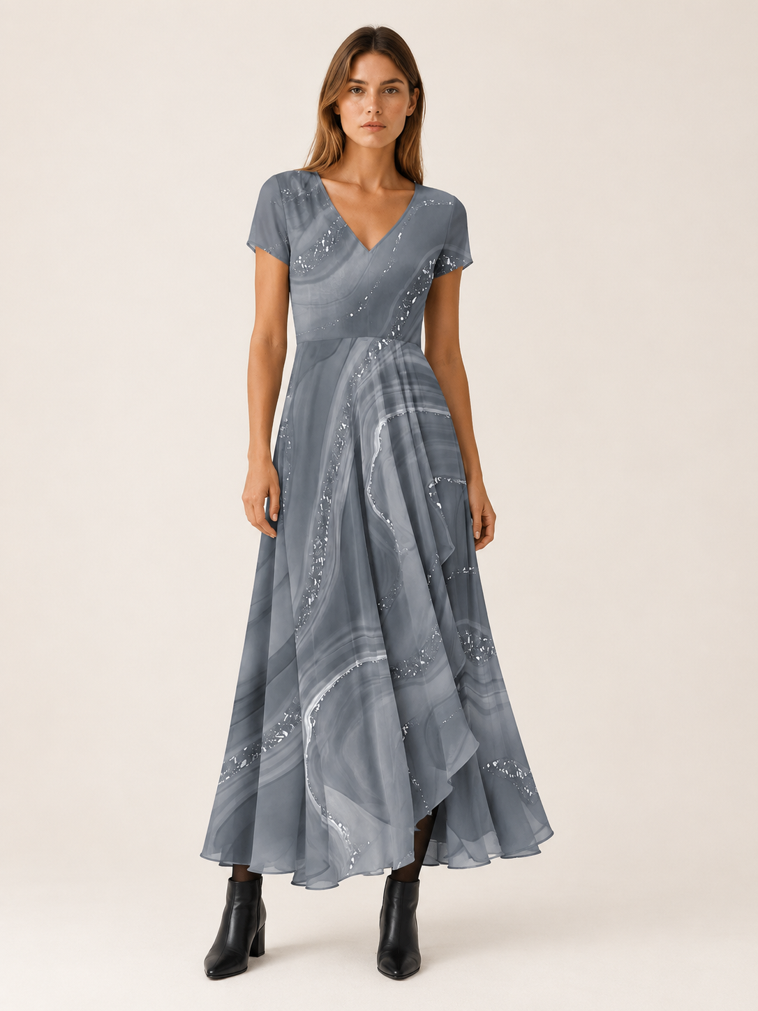 Osyla | Women's Chiffon Midi Dress Wedding Guest