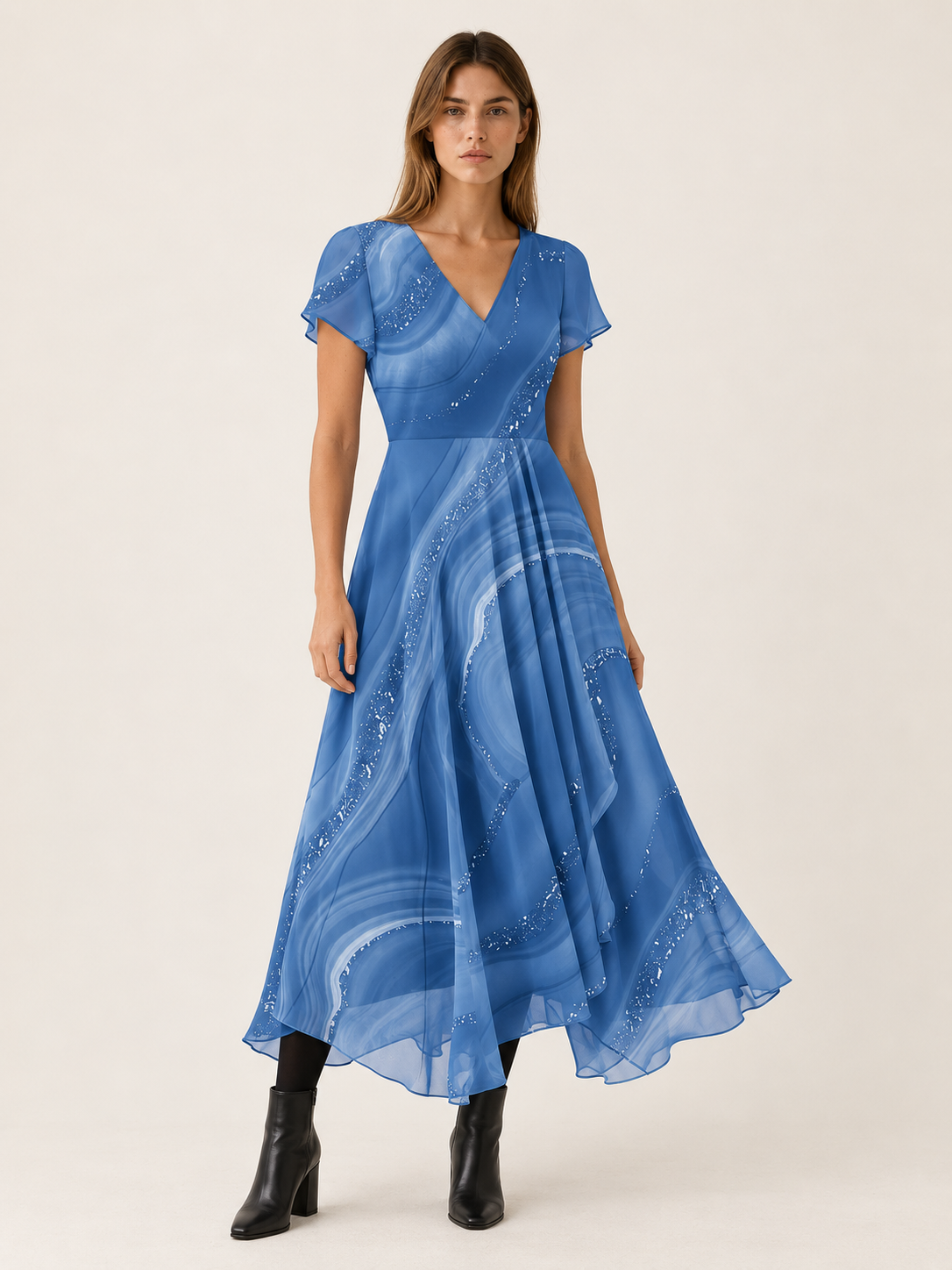 Osyla | Women's Chiffon Midi Dress Wedding Guest
