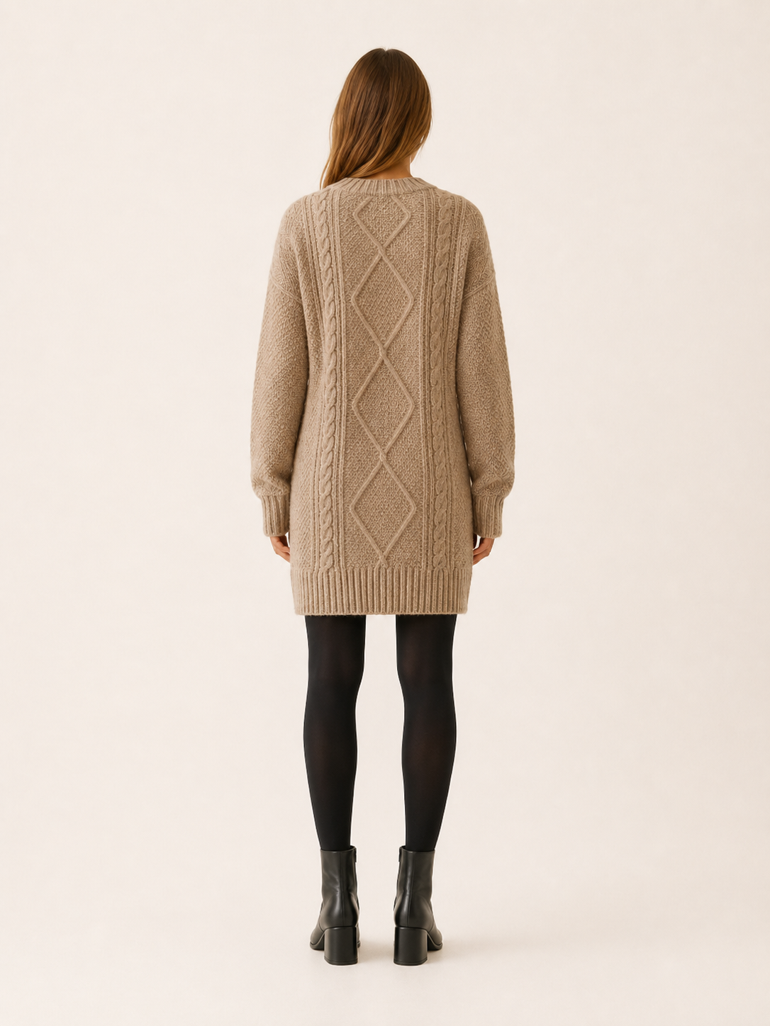 Ottilie | Sweater Dress with Round Neck and Textured Detail