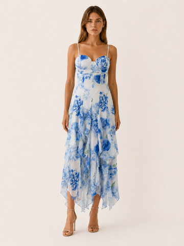 Petra | Floral Maxi Dress with Ruffle Detail