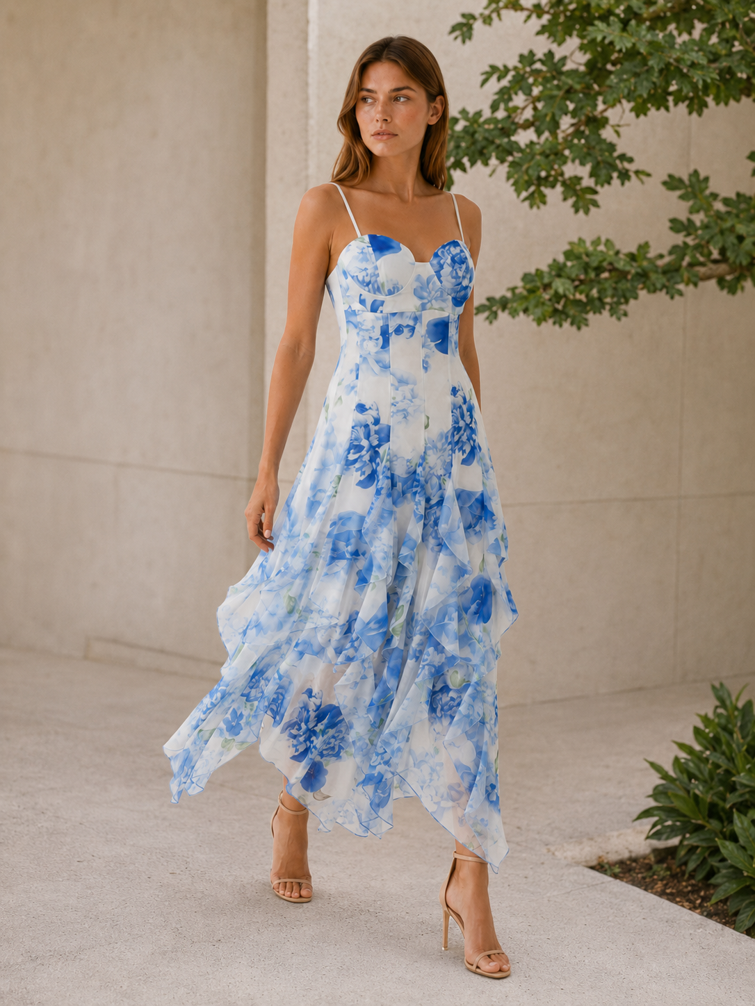 Petra | Floral Maxi Dress with Ruffle Detail