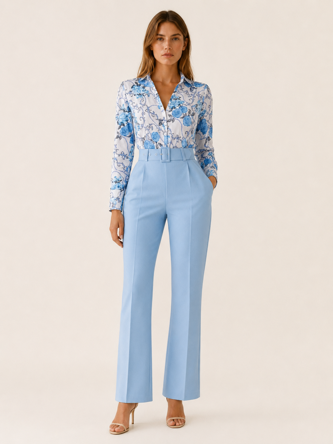 Pippa | Floral Shirt Co-Ord Set with Tailored Trousers