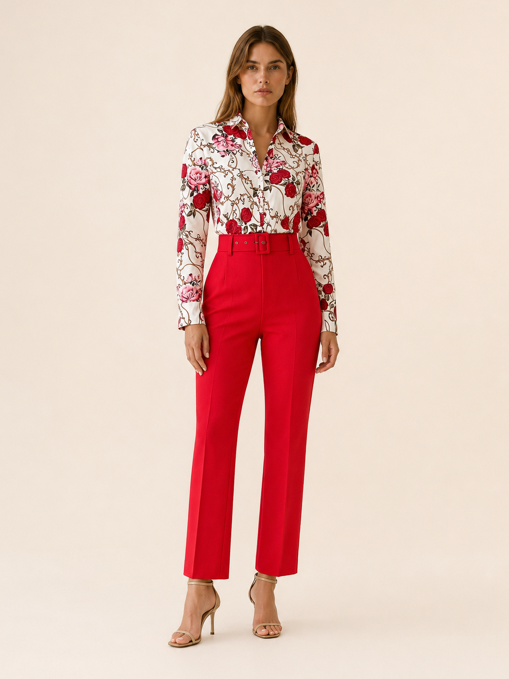 Pippa | Floral Shirt Co-Ord Set with Tailored Trousers
