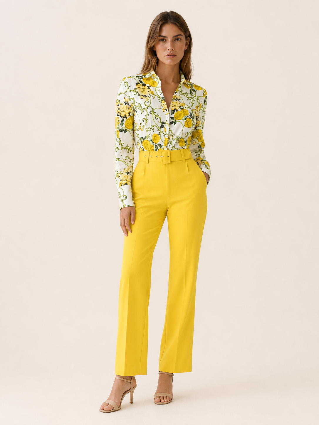 Pippa | Floral Shirt Co-Ord Set with Tailored Trousers