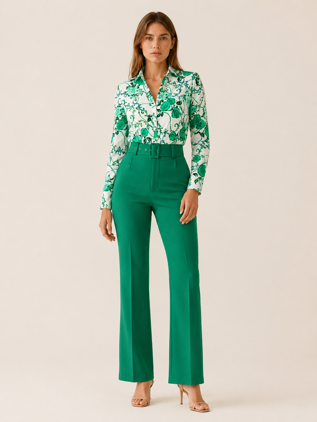 Pippa | Floral Shirt Co-Ord Set with Tailored Trousers