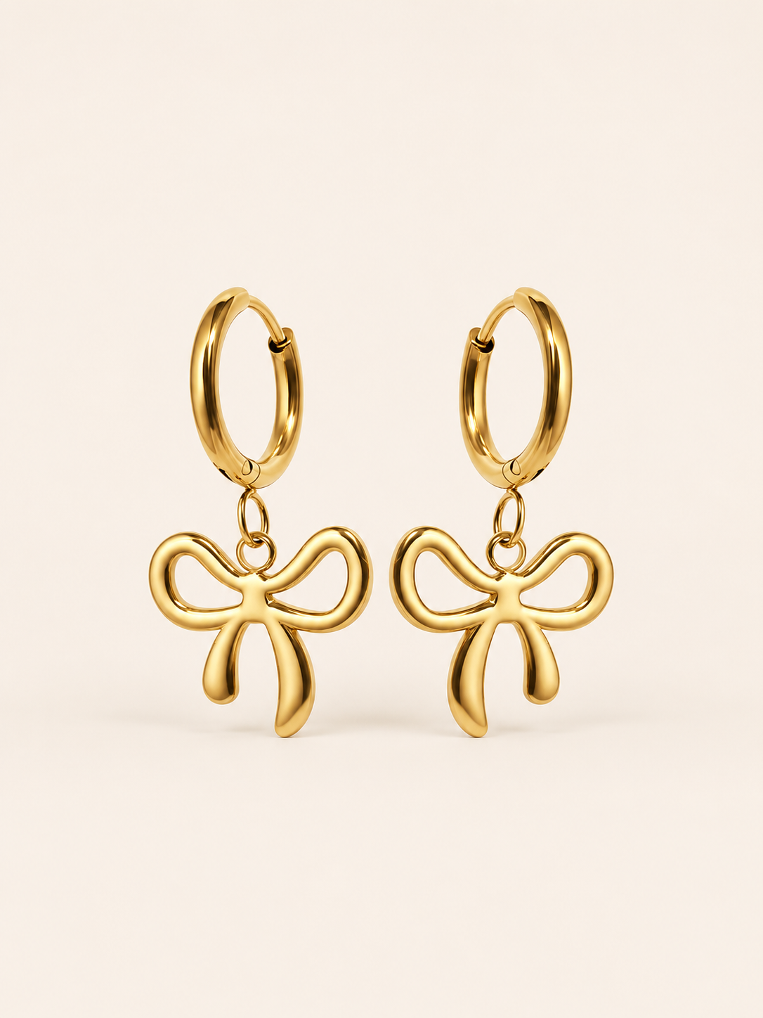 Quenby | Bow Hoop Earrings with Drop Charm