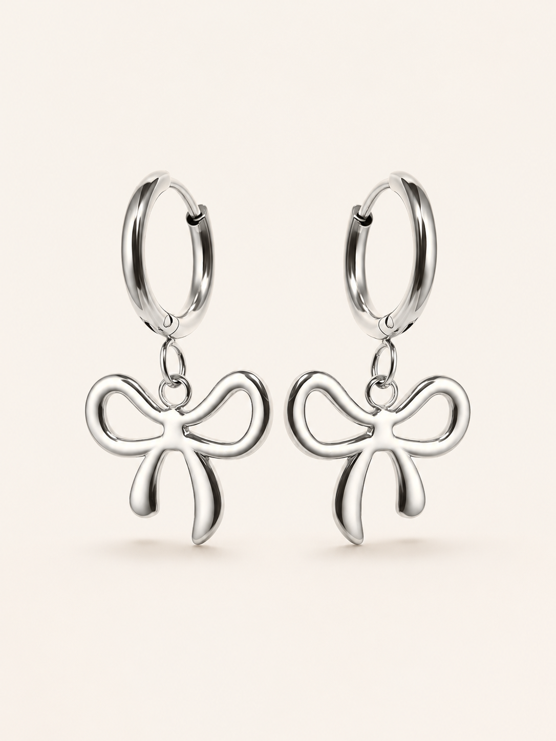 Quenby | Bow Hoop Earrings with Drop Charm
