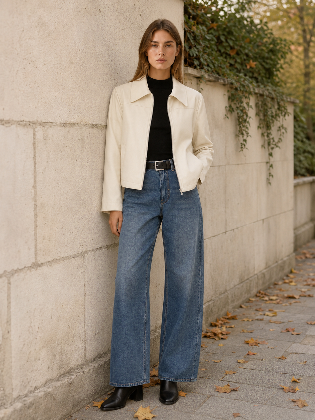 Quinn | Biker Jacket with Zip Front and Pointed Collar