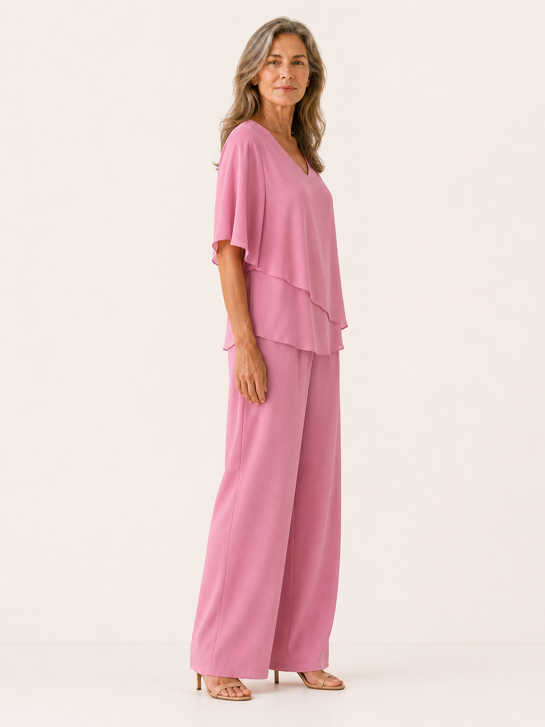 Renelle | Two Piece Trouser Set with Batwing Top