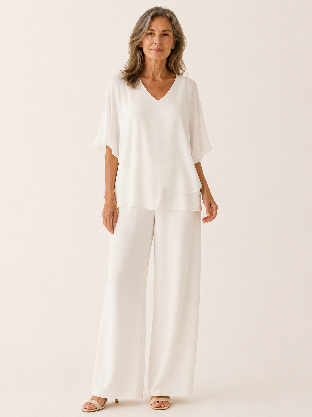 Renelle | Two Piece Trouser Set with Batwing Top