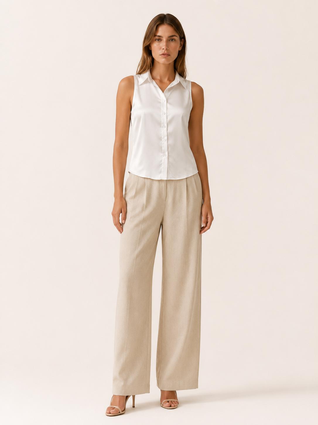 Renley | Sleeveless Shirt with Collar and Button Front