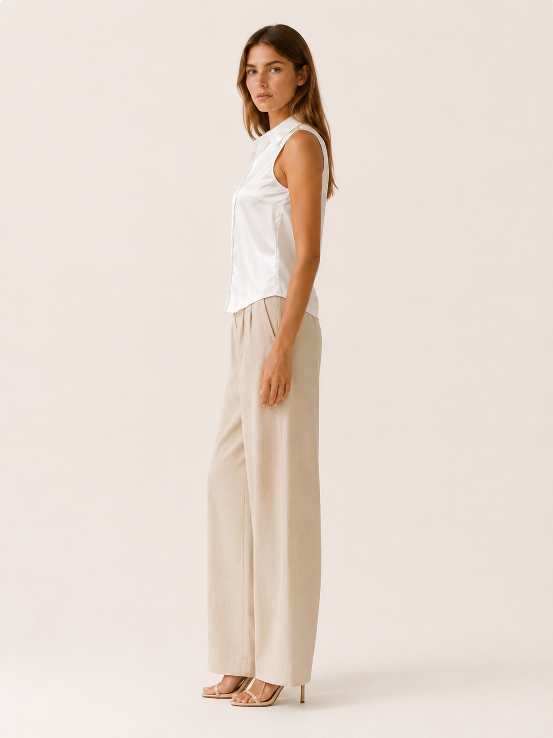 Renley | Sleeveless Shirt with Collar and Button Front