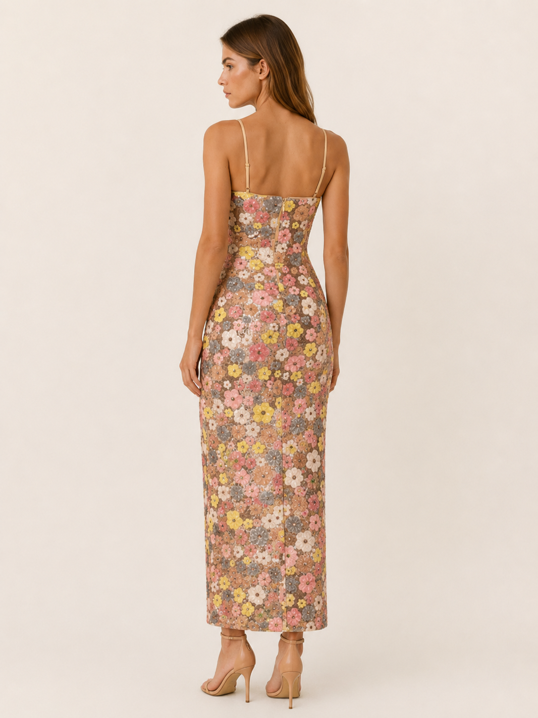 Rheva | Floral Maxi Dress with Sequin Detail Strappy Dress