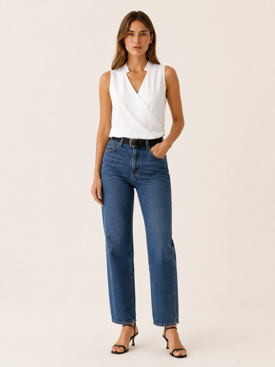 Rhiannon | Sleeveless Wrap Top with V-Neckline