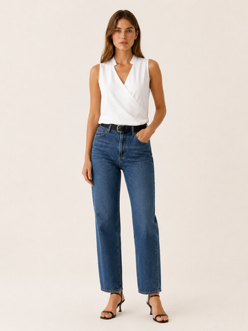 Rhiannon | Sleeveless Wrap Top with V-Neckline
