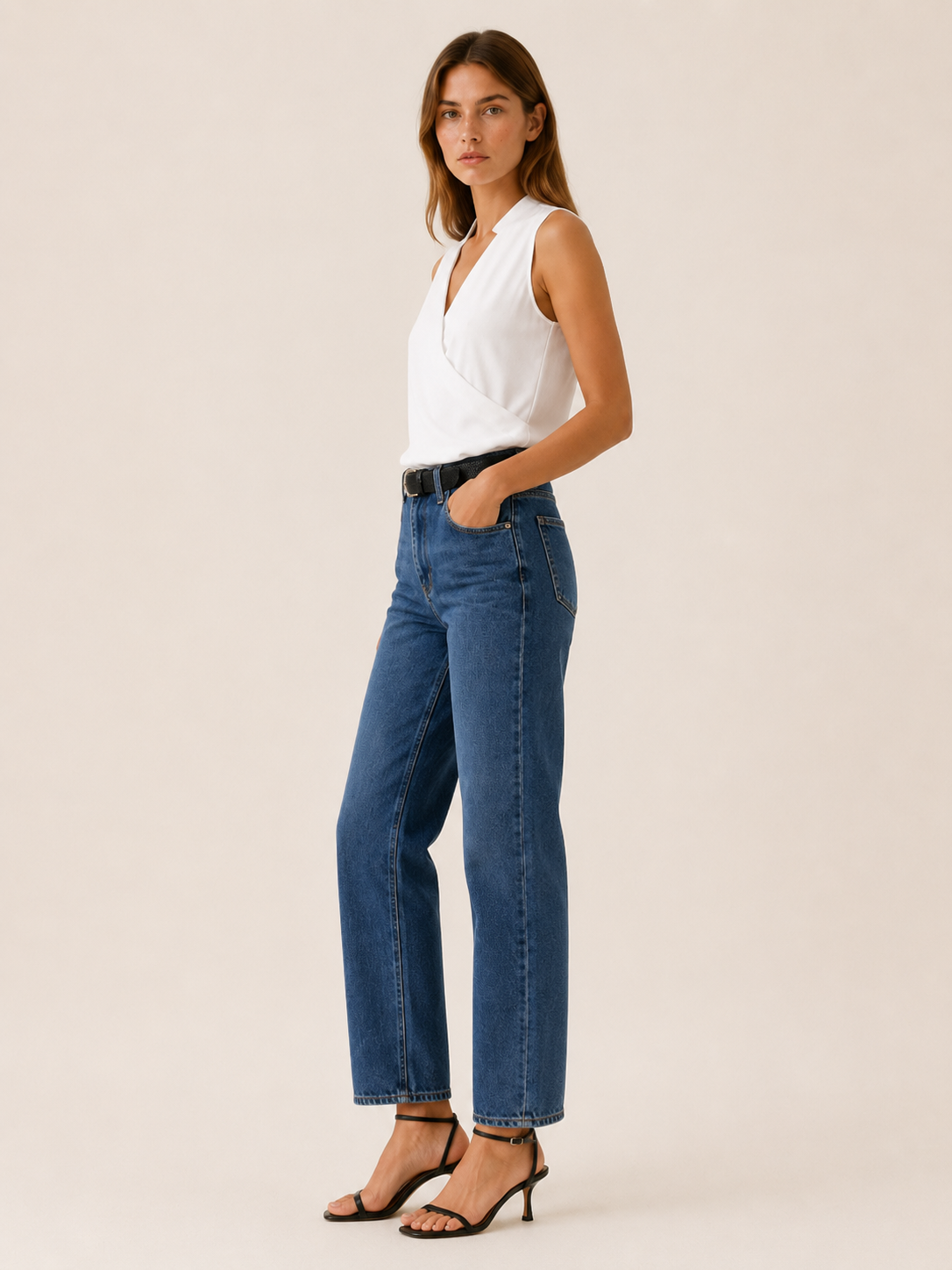 Rhiannon | Sleeveless Wrap Top with V-Neckline