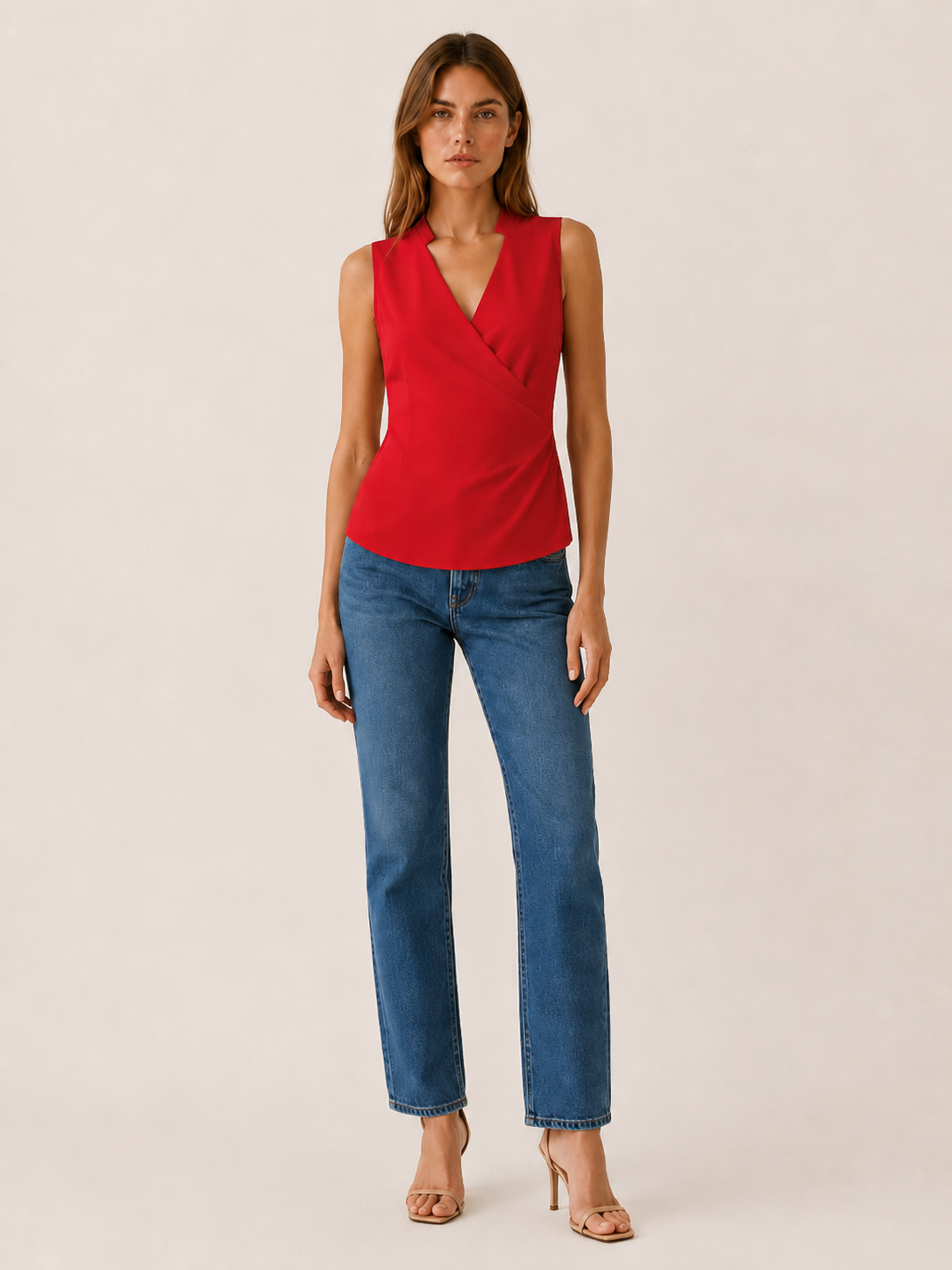 Rhiannon | Sleeveless Wrap Top with V-Neckline
