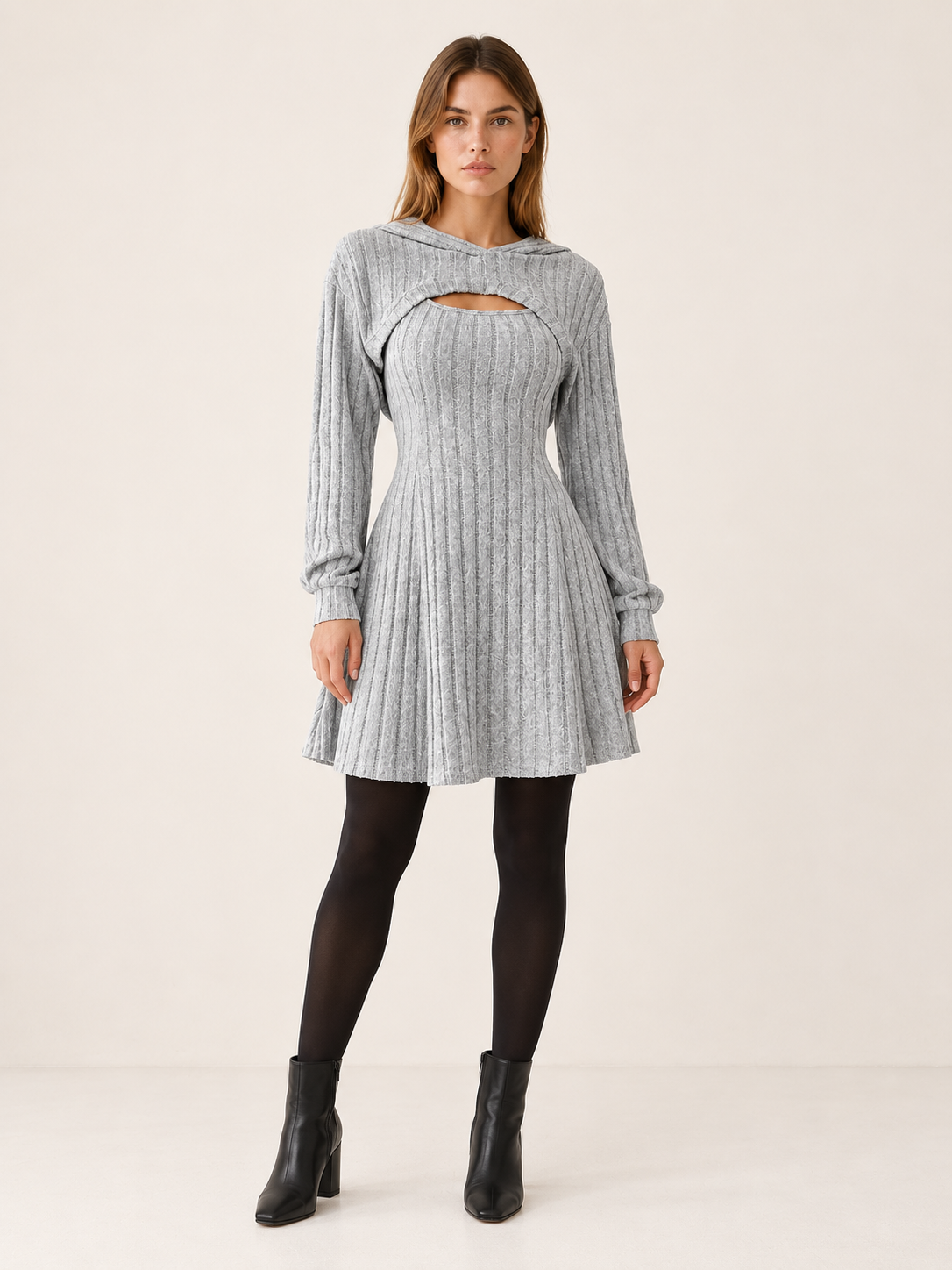Rivienne | Women's Two Piece Ribbed Knit Mini Dress Set Party