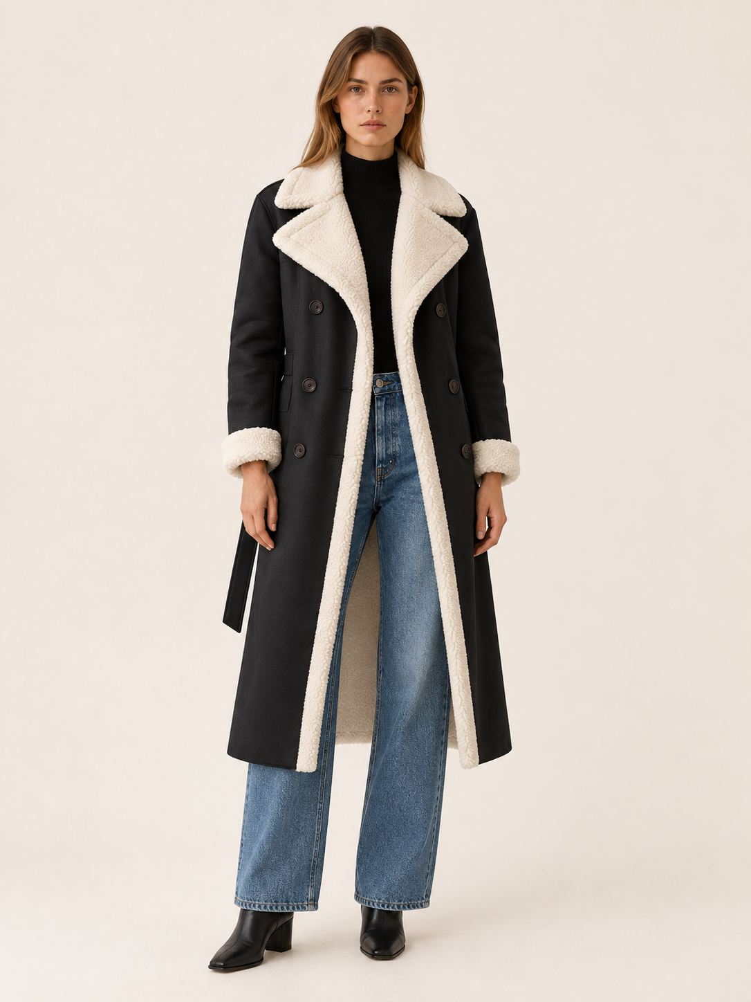 Rosalind | Women's Double-Breasted Faux Suede Trench Coat Winter