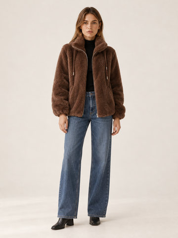 Rosamaria | Women's Funnel Neck Faux Fur Jacket Winter