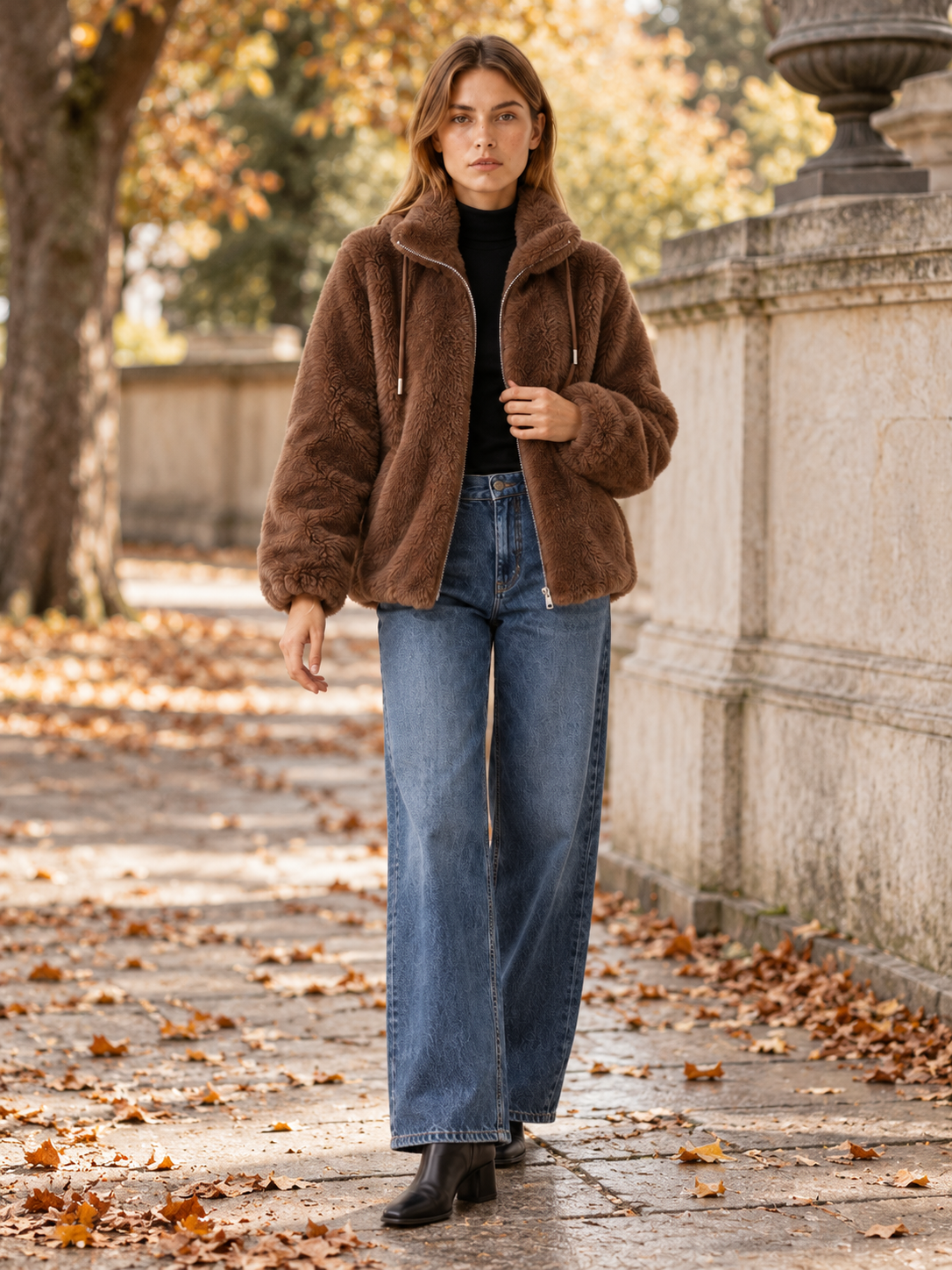 Rosamaria | Women's Funnel Neck Faux Fur Jacket Winter