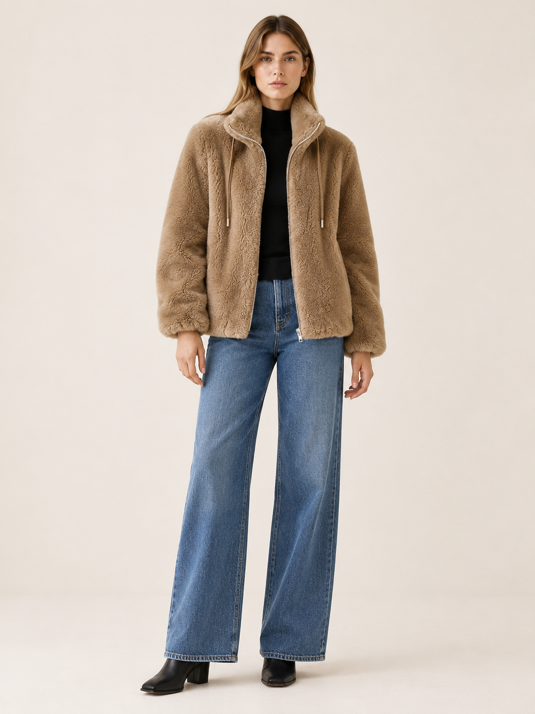 Rosamaria | Women's Funnel Neck Faux Fur Jacket Winter