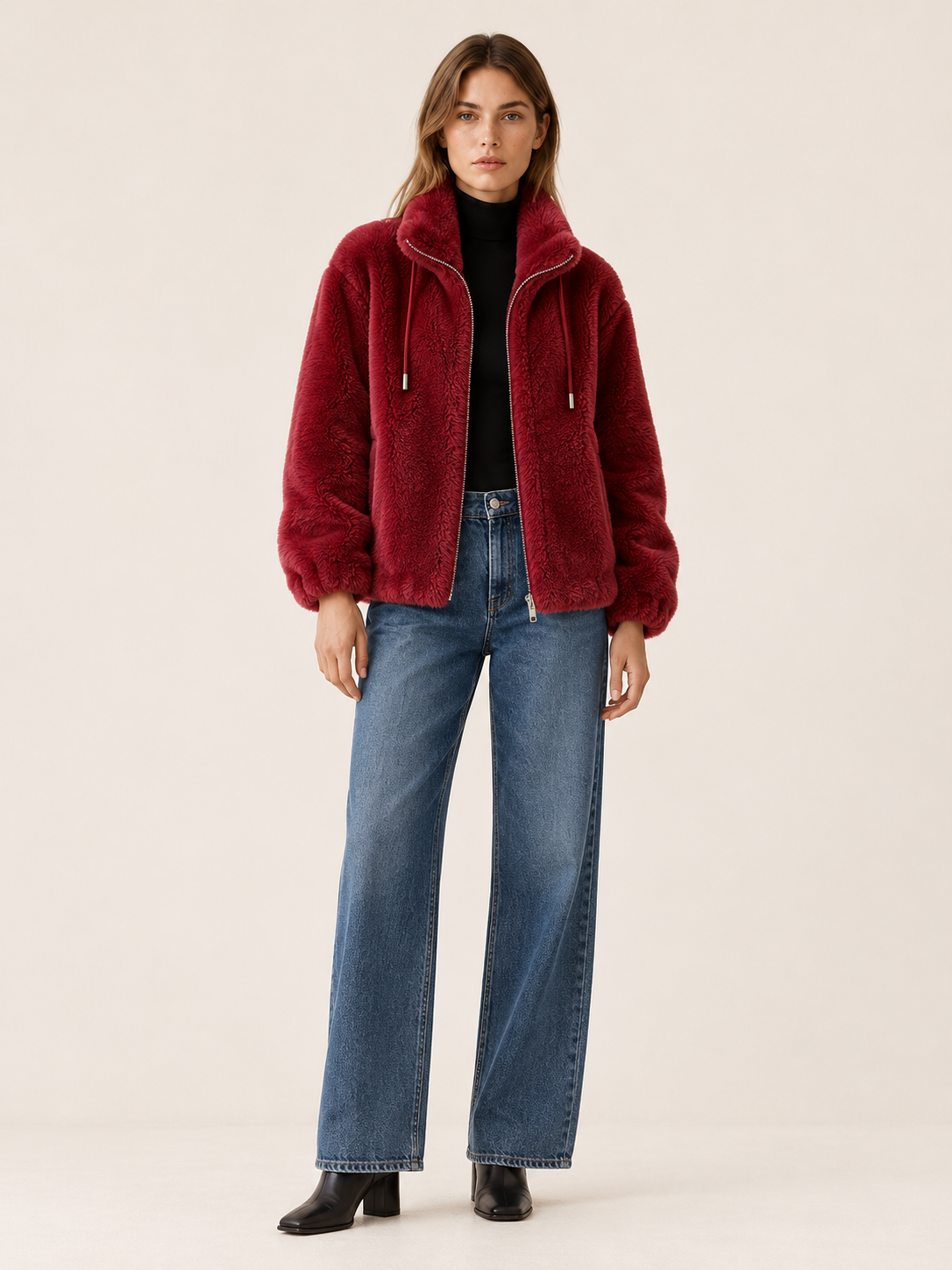 Rosamaria | Women's Funnel Neck Faux Fur Jacket Winter