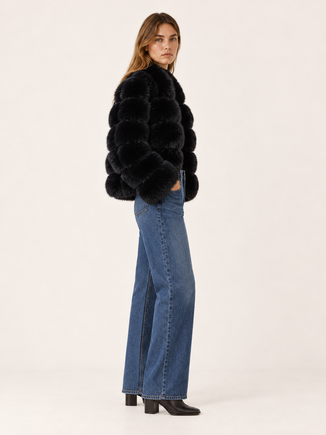 Rose | Women's Paneled Faux Fur Jacket Winter Holiday Party