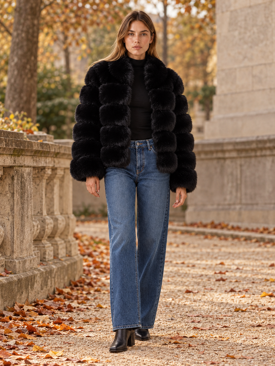 Rose | Women's Paneled Faux Fur Jacket Winter Holiday Party