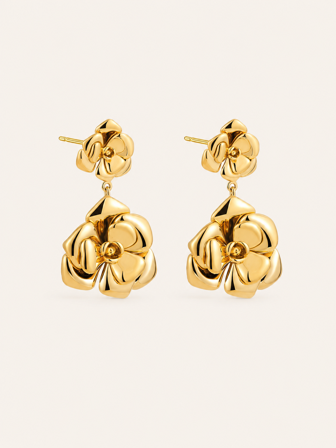 Rowan | Floral Drop Earrings with Polished Finish
