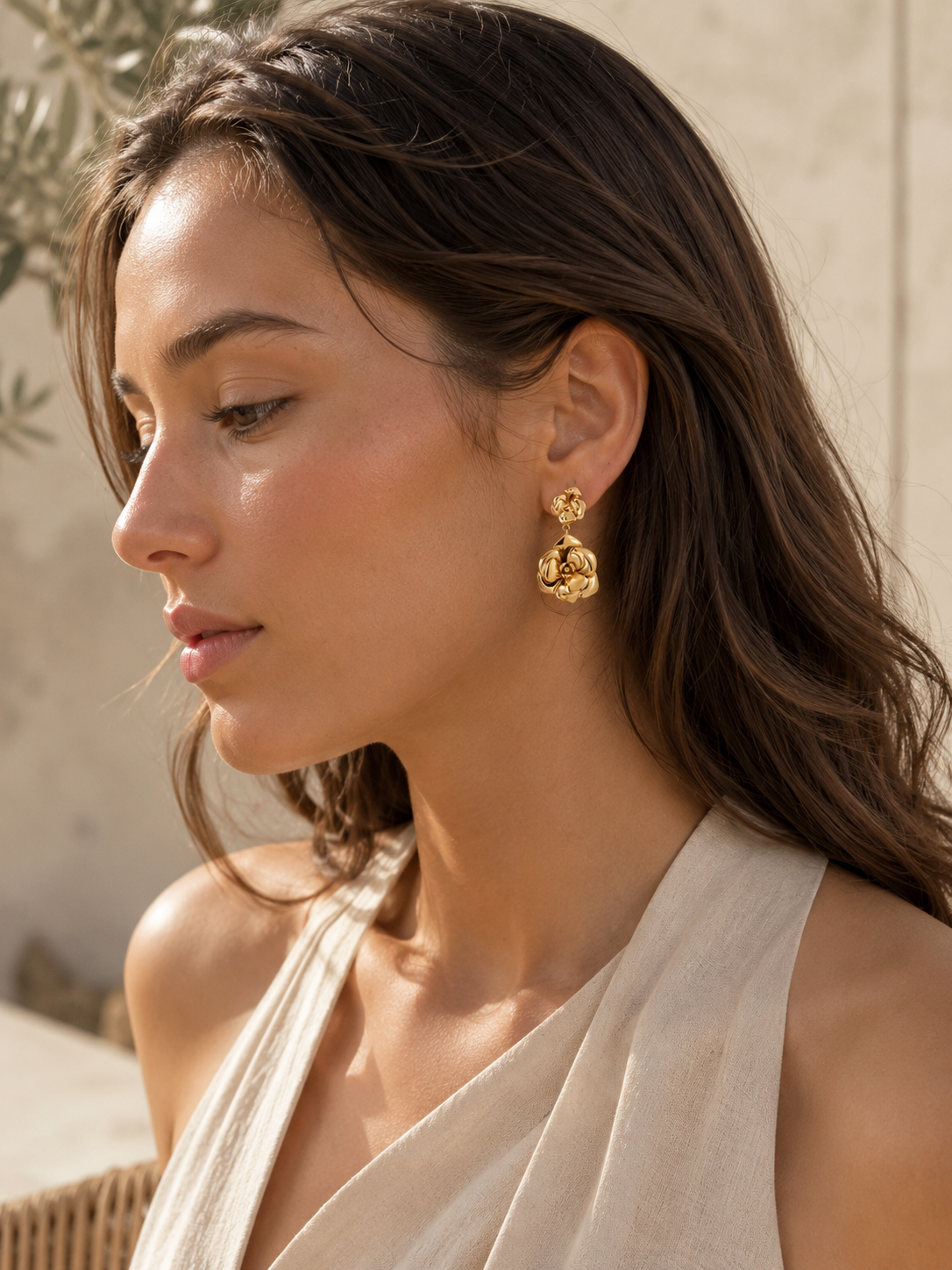 Rowan | Floral Drop Earrings with Polished Finish
