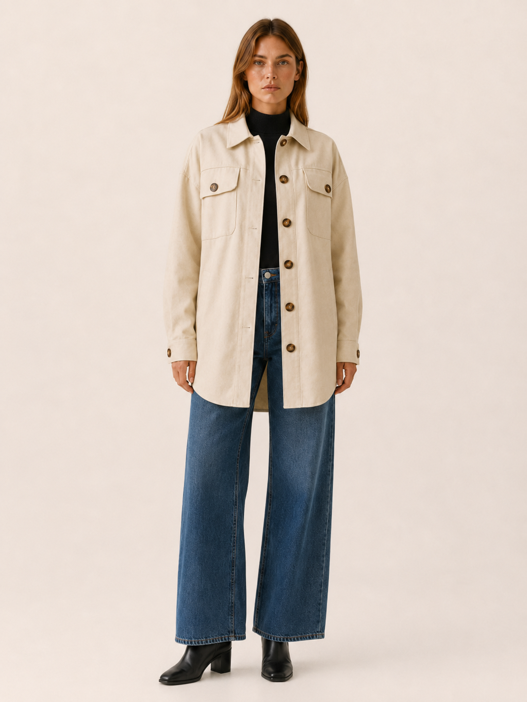 Runa | Shirt Jacket with Button Front and Chest Pockets