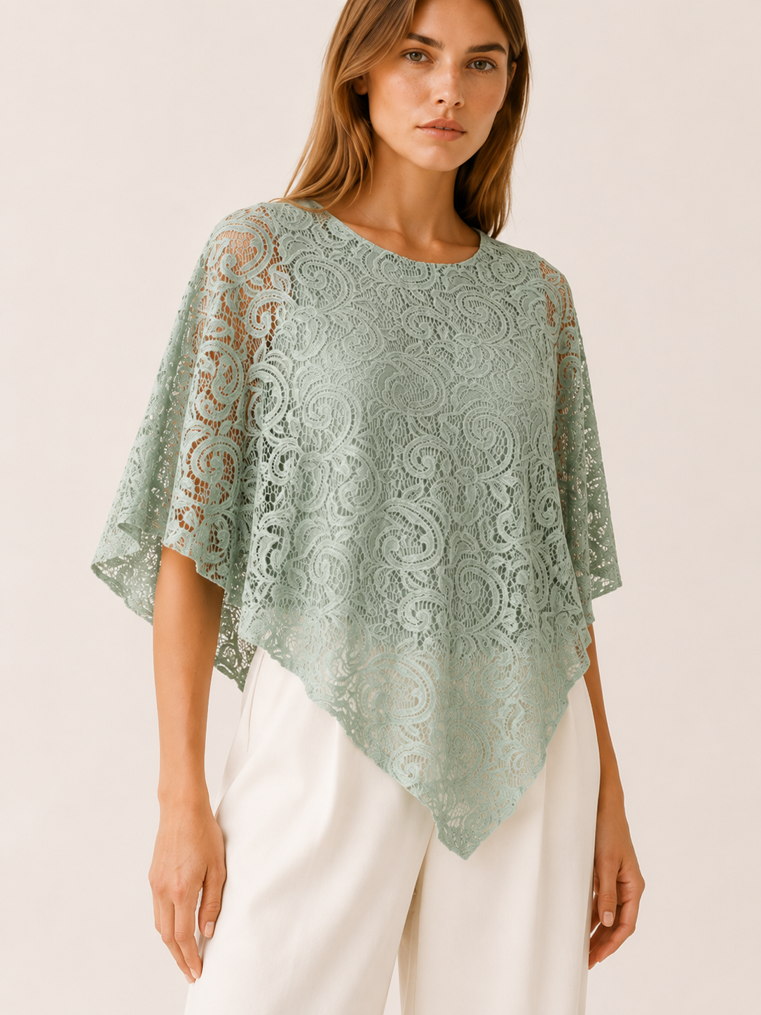 Ryvelle | Lace Top with Batwing Sleeves Relaxed Fit