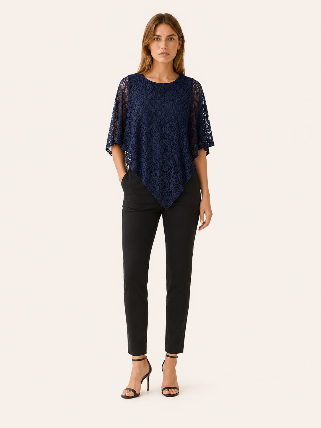 Ryvelle | Lace Top with Batwing Sleeves Relaxed Fit