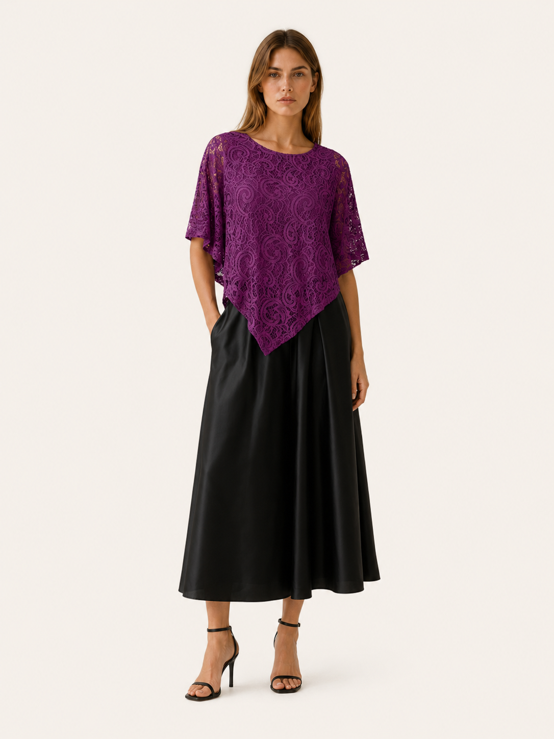 Ryvelle | Lace Top with Batwing Sleeves Relaxed Fit