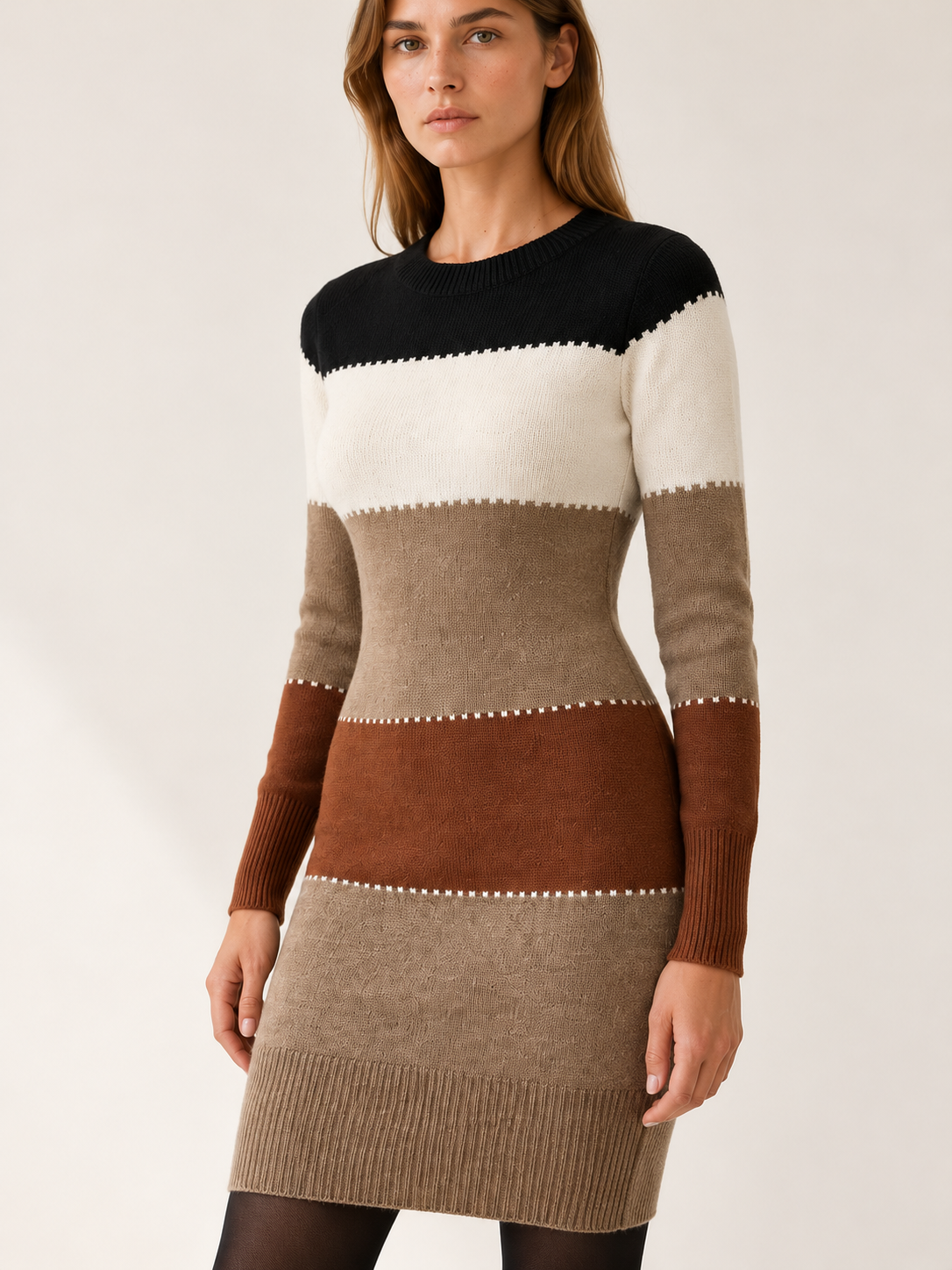 Salem | Women's Color Block Knit Mini Sweater Dress Fall Work