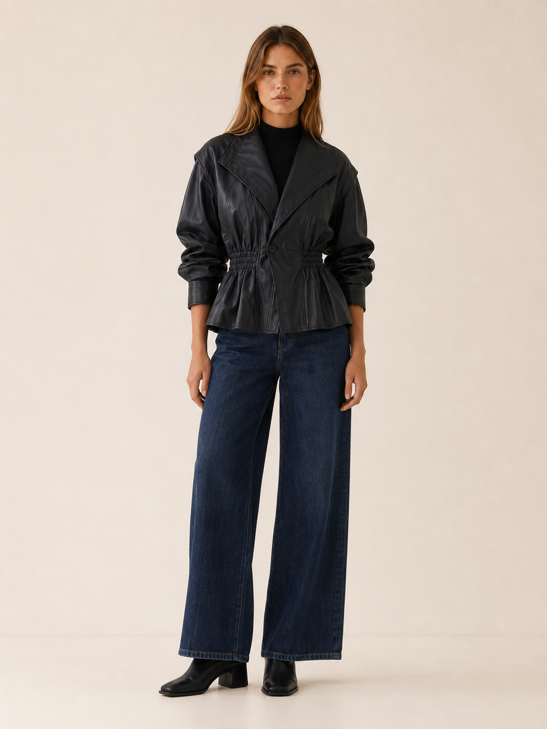 Saskia | Peplum Jacket with Defined Waist and Wide Lapels