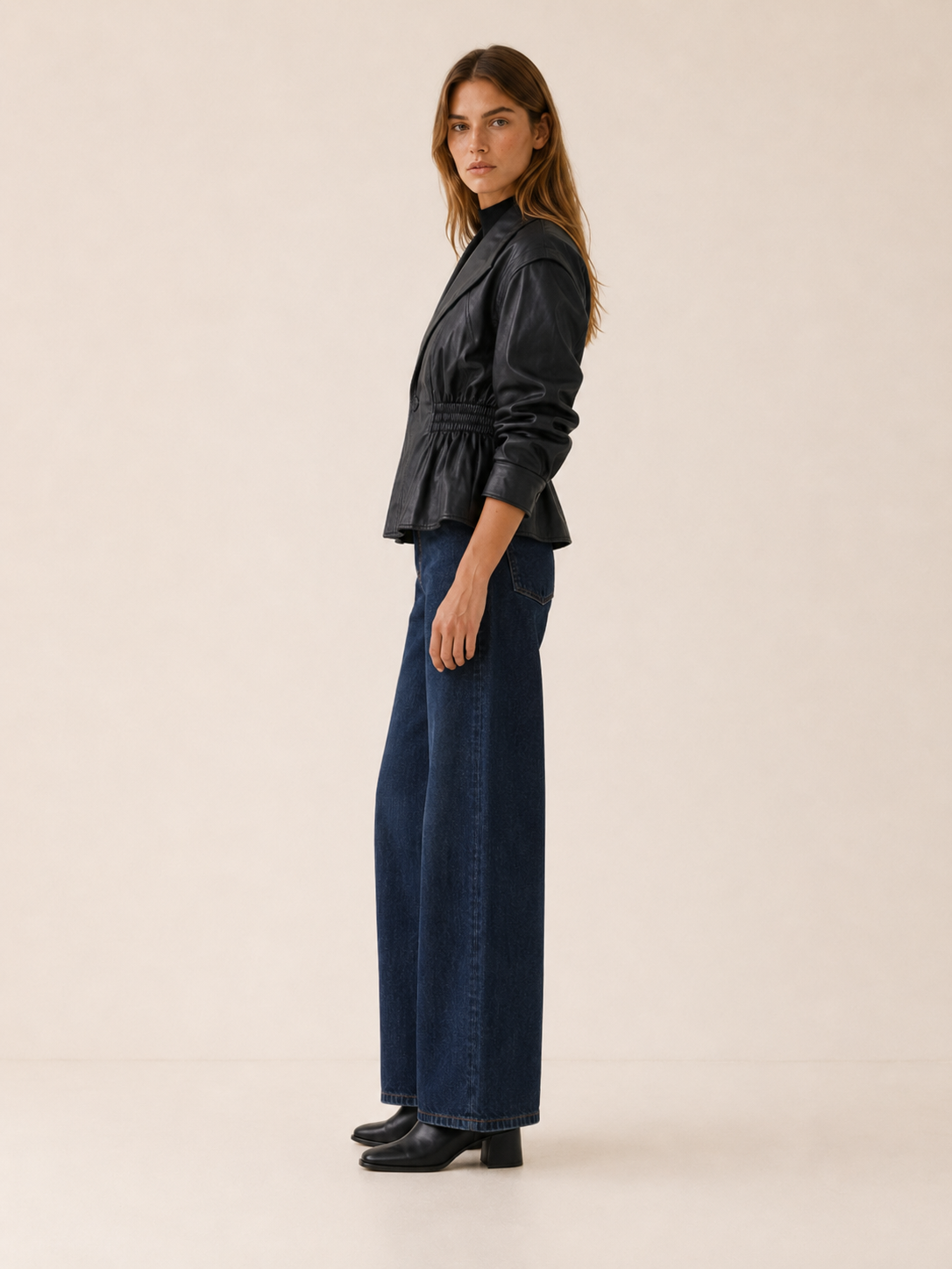 Saskia | Peplum Jacket with Defined Waist and Wide Lapels