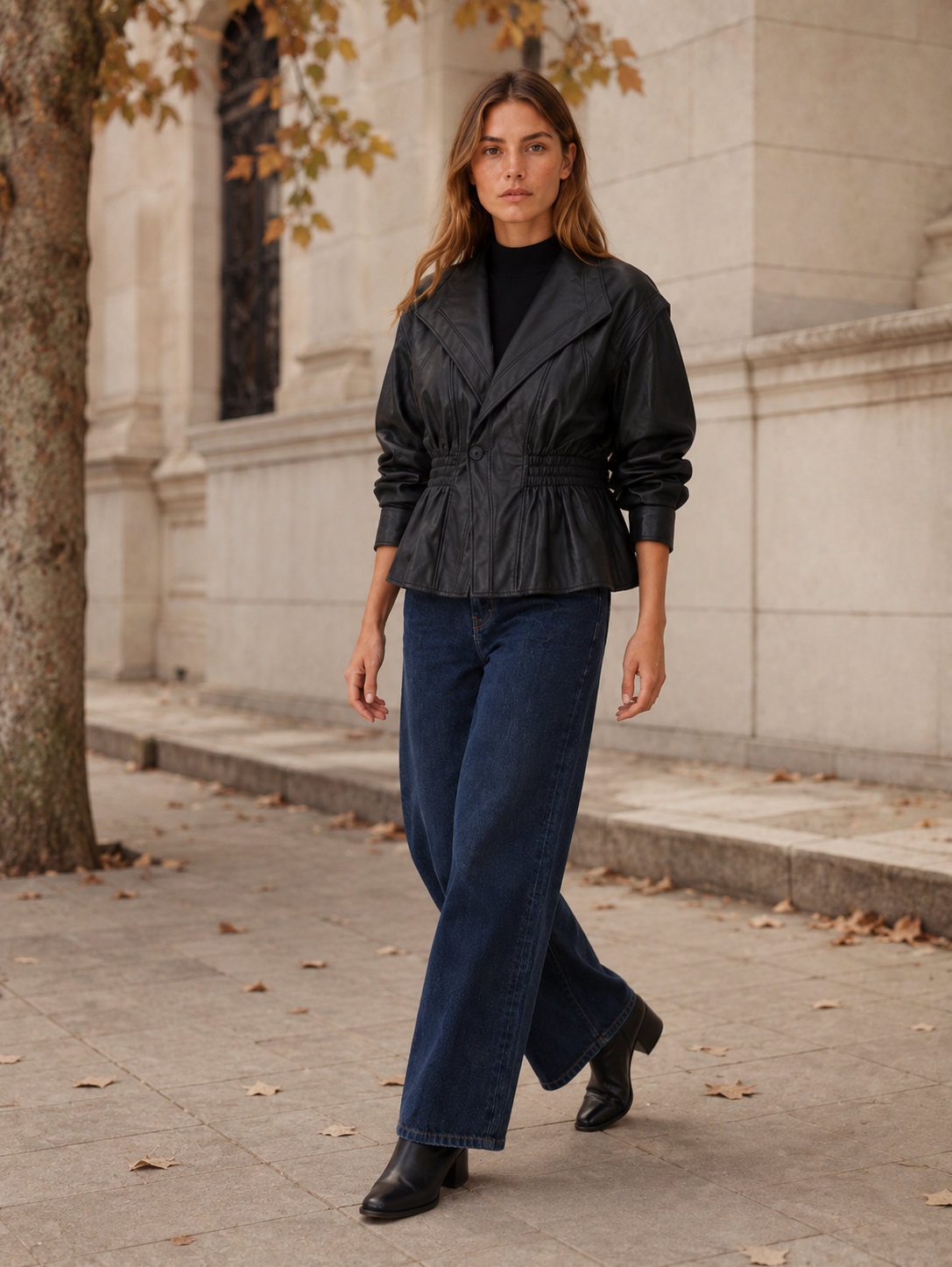 Saskia | Peplum Jacket with Defined Waist and Wide Lapels