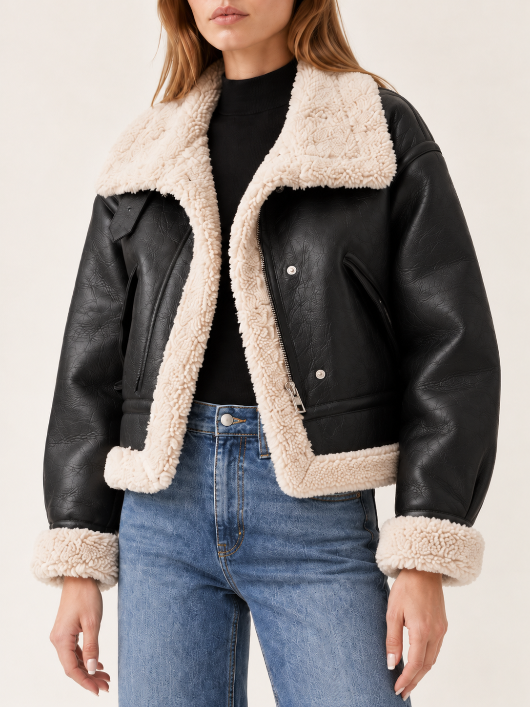 Sawyer | Women's Sherpa Lined Faux Leather Jacket Winter