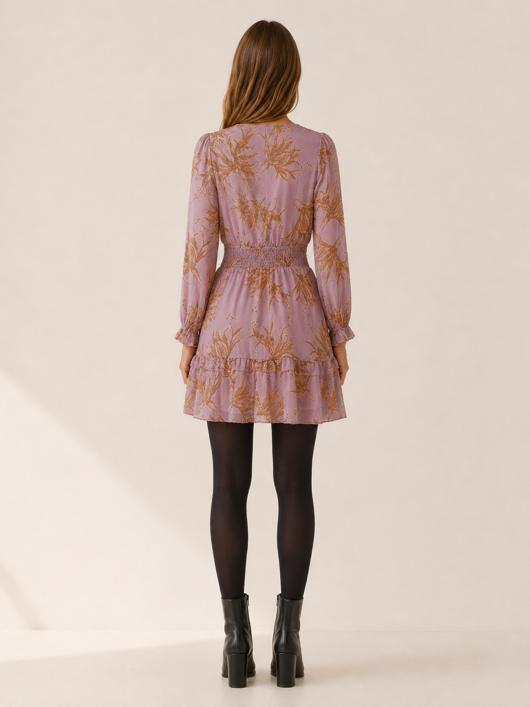 Seraphielle | Women's Floral Mini Dress with Plunge V-Neck and Ruffle Detail