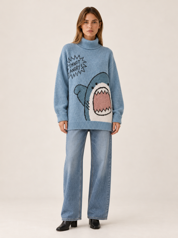 Simone | Women's Oversized Graphic Turtleneck Sweater Fall