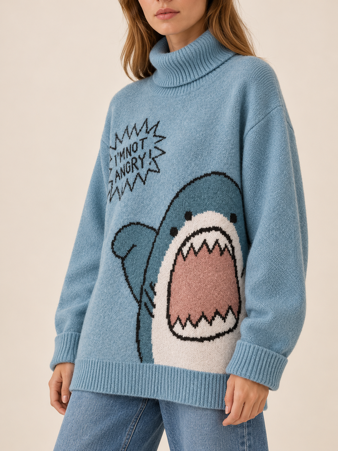 Simone | Women's Oversized Graphic Turtleneck Sweater Fall