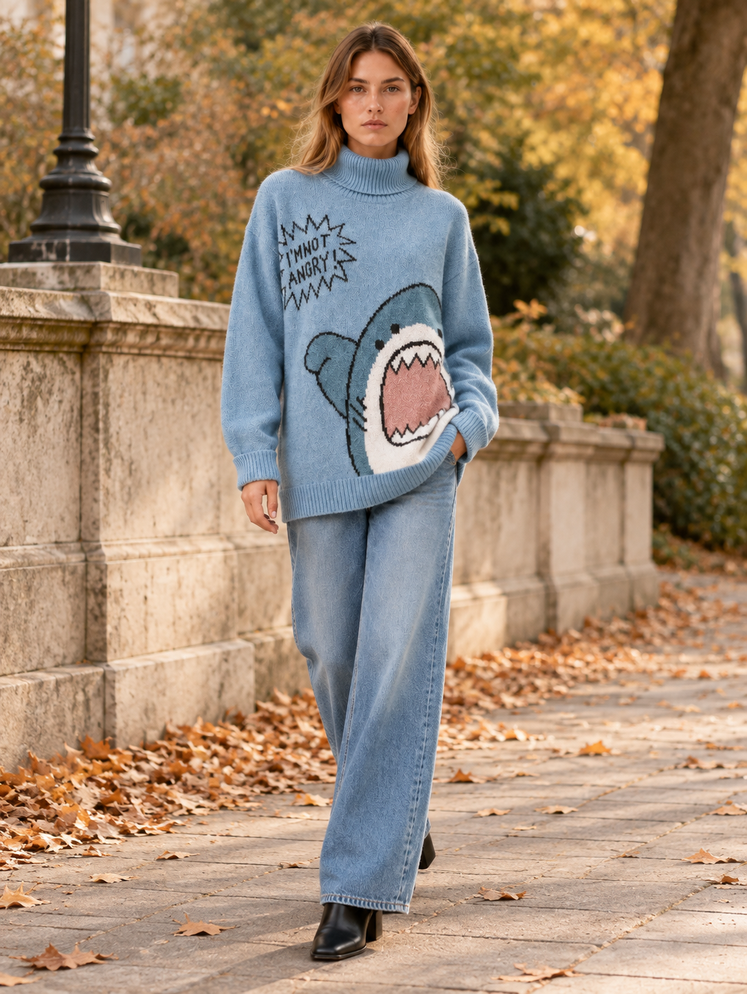 Simone | Women's Oversized Graphic Turtleneck Sweater Fall