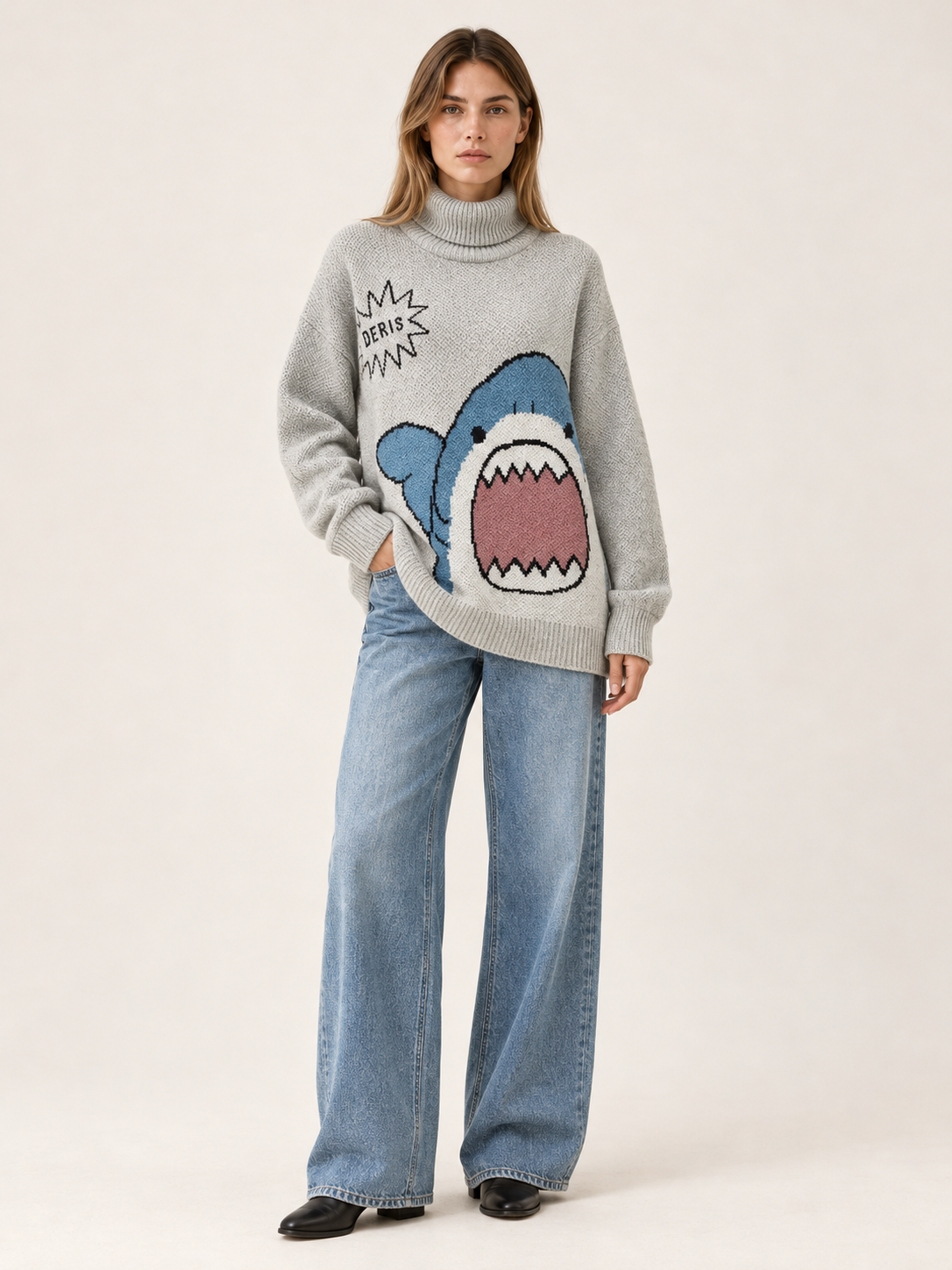 Simone | Women's Oversized Graphic Turtleneck Sweater Fall