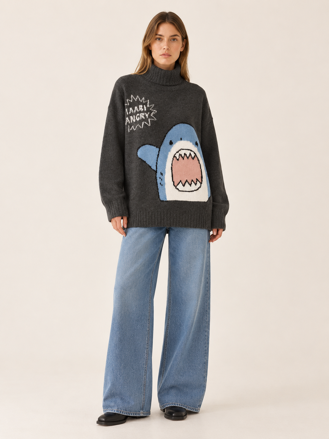 Simone | Women's Oversized Graphic Turtleneck Sweater Fall