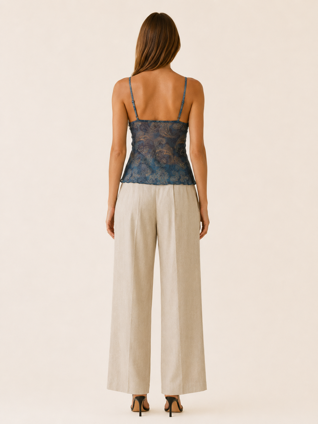 Sloane | Chiffon Drape Top with Paisley Print Ruffle Hem
